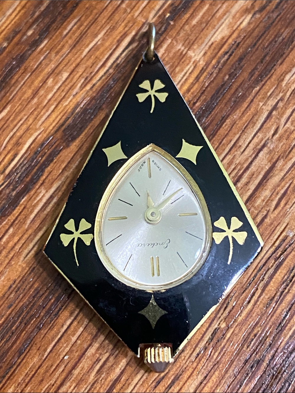 Endura Black and Gold Teardrop Clock Pendant